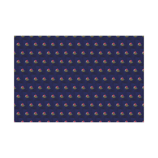 Gift Wrap Paper - Deep Blue Velvet Color Skull with Crystals Gothic Witchy Rich Design
