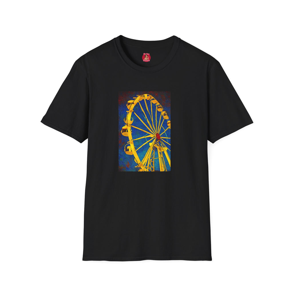 Ferris Wheel T-Shirt, Gothic Van Gogh Style Graphic Tee, Creepy Carnival Shirt, Unisex Softstyle Tee, Dark Art Clothing