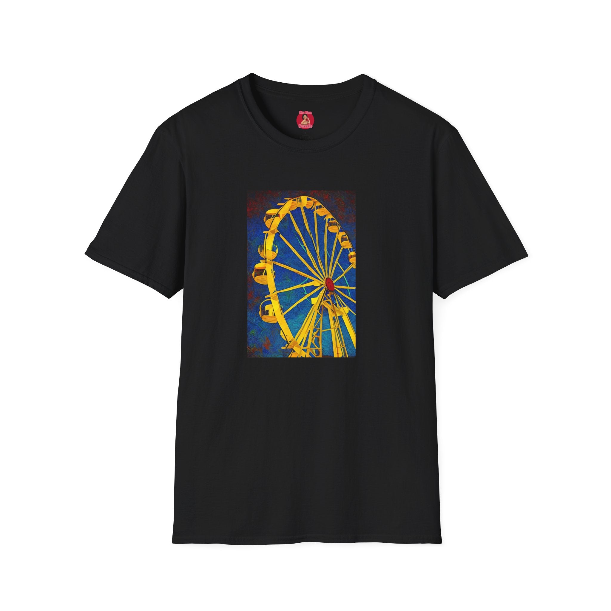 Ferris Wheel T-Shirt, Gothic Van Gogh Style Graphic Tee, Creepy Carnival Shirt, Unisex Softstyle Tee, Dark Art Clothing