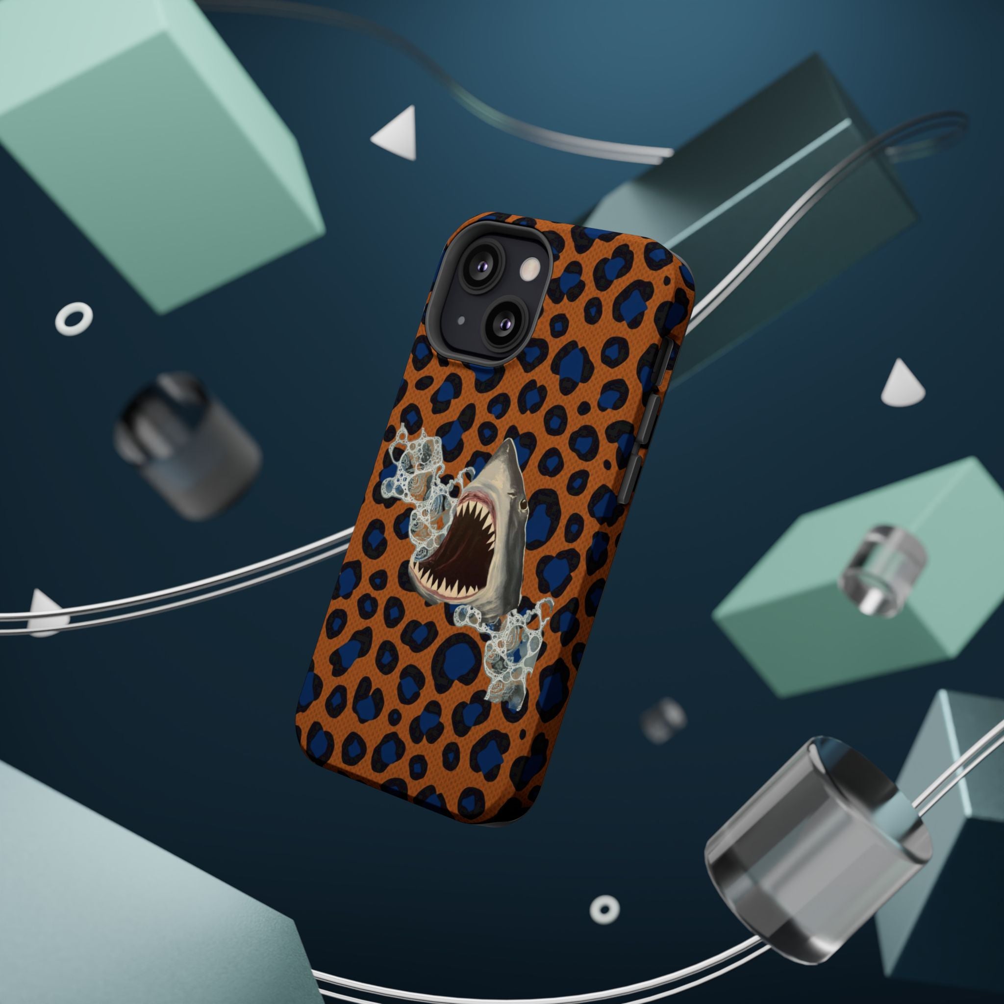 Shark Bite Leopard Print Phone Case — Magnetic Impact-Resistant