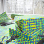 Retro 80s Neon Star Wrapping Paper — Bright Green & Blue, Quirky Gift Wrap