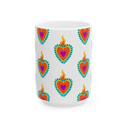 Vibrant Heart Ceramic Mug - Perfect for Coffee Lovers, Gift for Her, Housewarming, Birthday, or Celebration