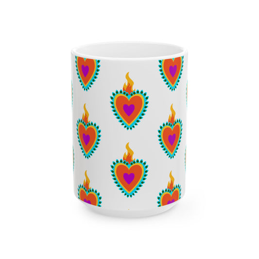 Vibrant Heart Ceramic Mug - Perfect for Coffee Lovers, Gift for Her, Housewarming, Birthday, or Celebration