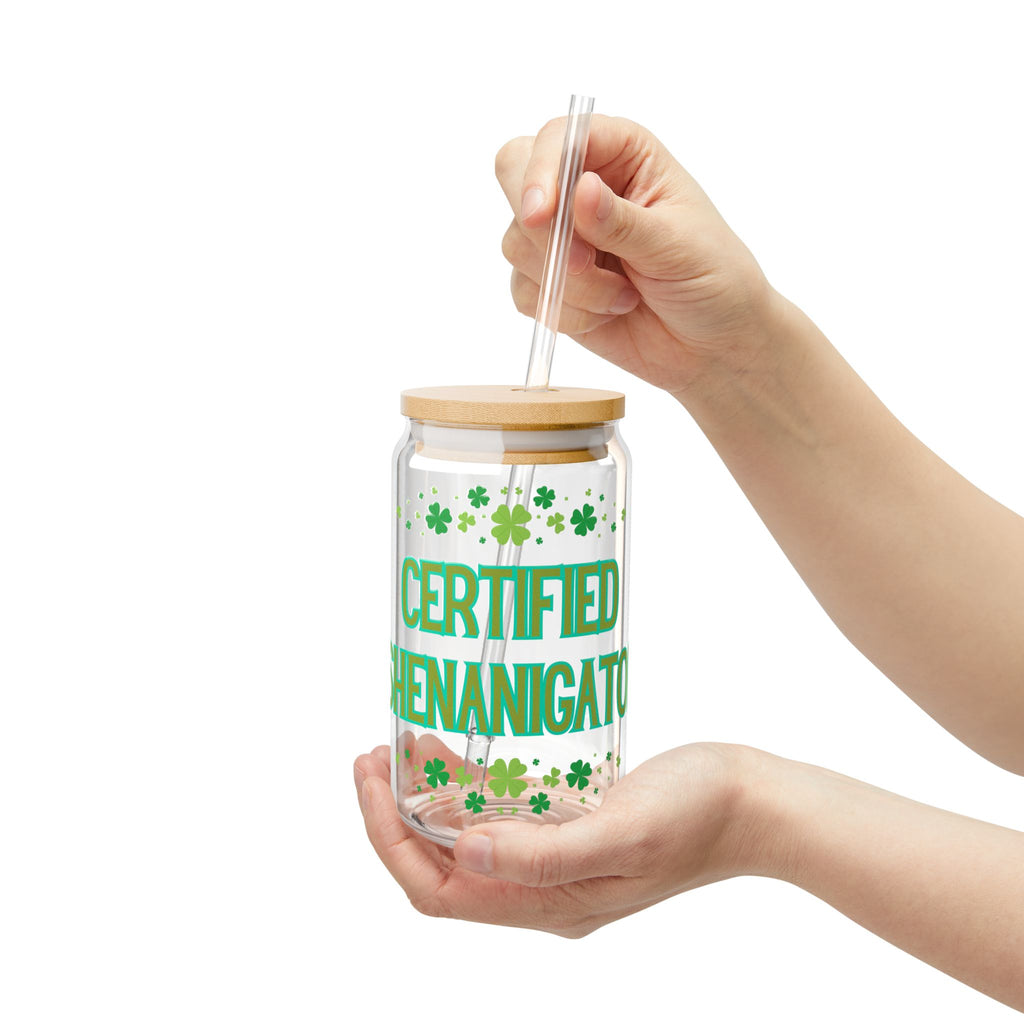 Certified Shenanigator 16oz Sipper Glass – St. Patrick’s Day Shamrock Drink Tumbler