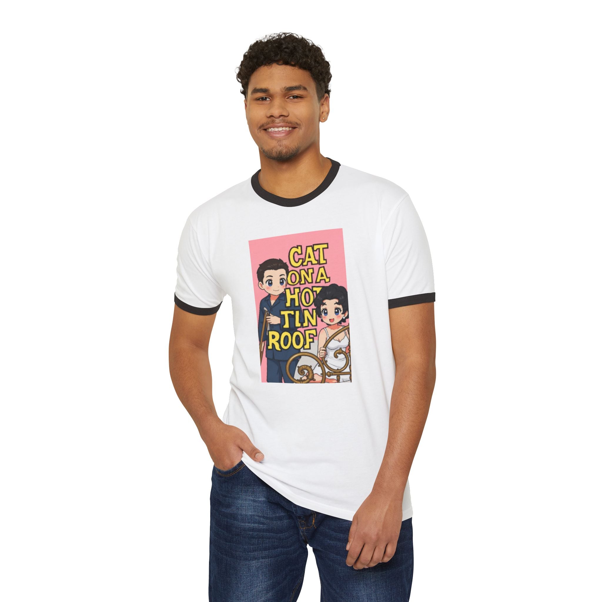 Cat on a Hot Tin Roof Retro Ringer Tee — Vintage Anime Play Poster Graphic T-Shirt-Elizabeth Taylor