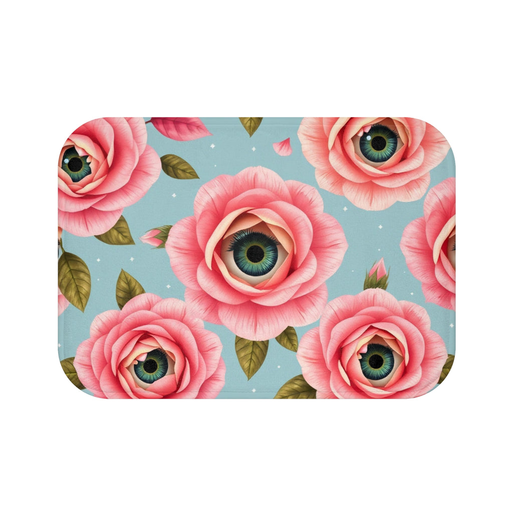Surreal English Rose Eyeball Bath Mat — Matching Shower Curtain