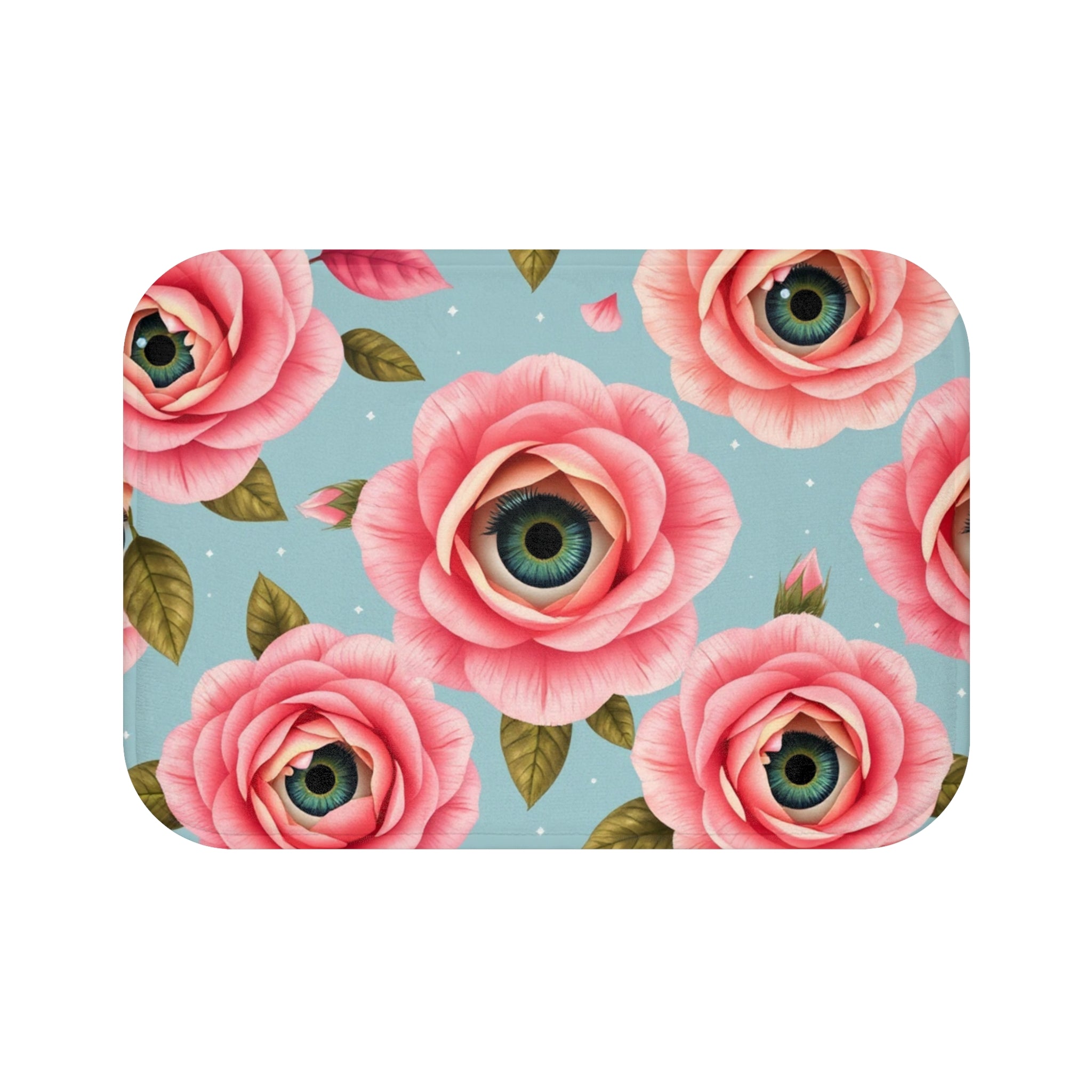 Surreal English Rose Eyeball Bath Mat — Matching Shower Curtain