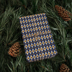 Navy Diamond Star Pattern Wrapping Paper | Geometric Holiday Wrap