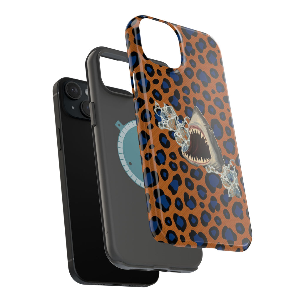 Shark Bite Leopard Print Phone Case — Magnetic Impact-Resistant