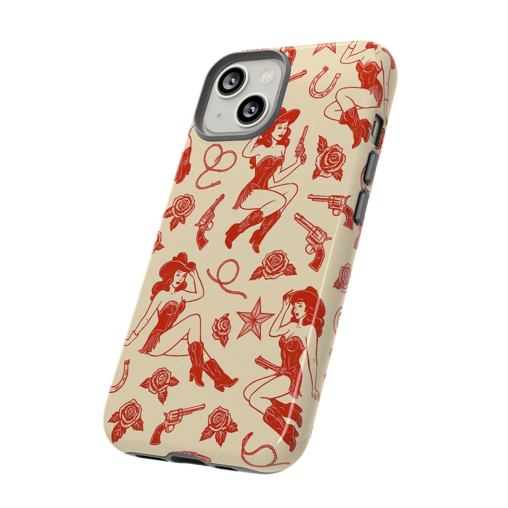 Tough Cases - Vintage Cowgirl Pattern iPhone Case