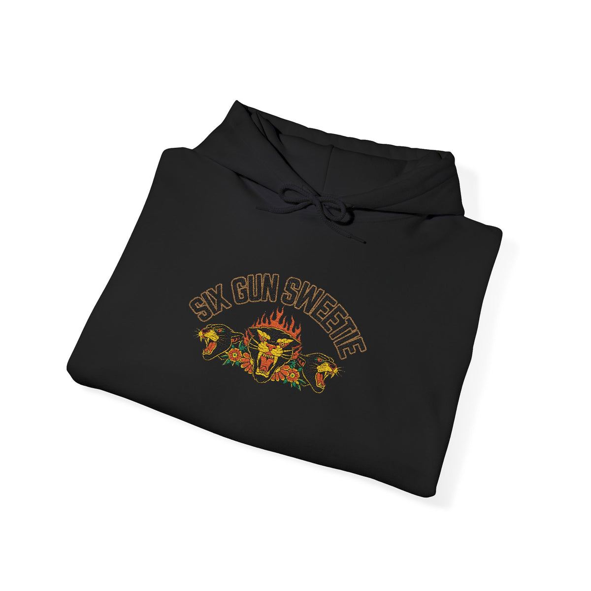 Six Gun Sweetie Panther and Roses Embroidered Hoodie