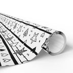 Gift Wrap Sheets Doodle Hearts Stars Black White