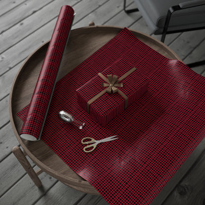 Wrapping Papers - Modern Red Woven Tread Pattern on Black Background