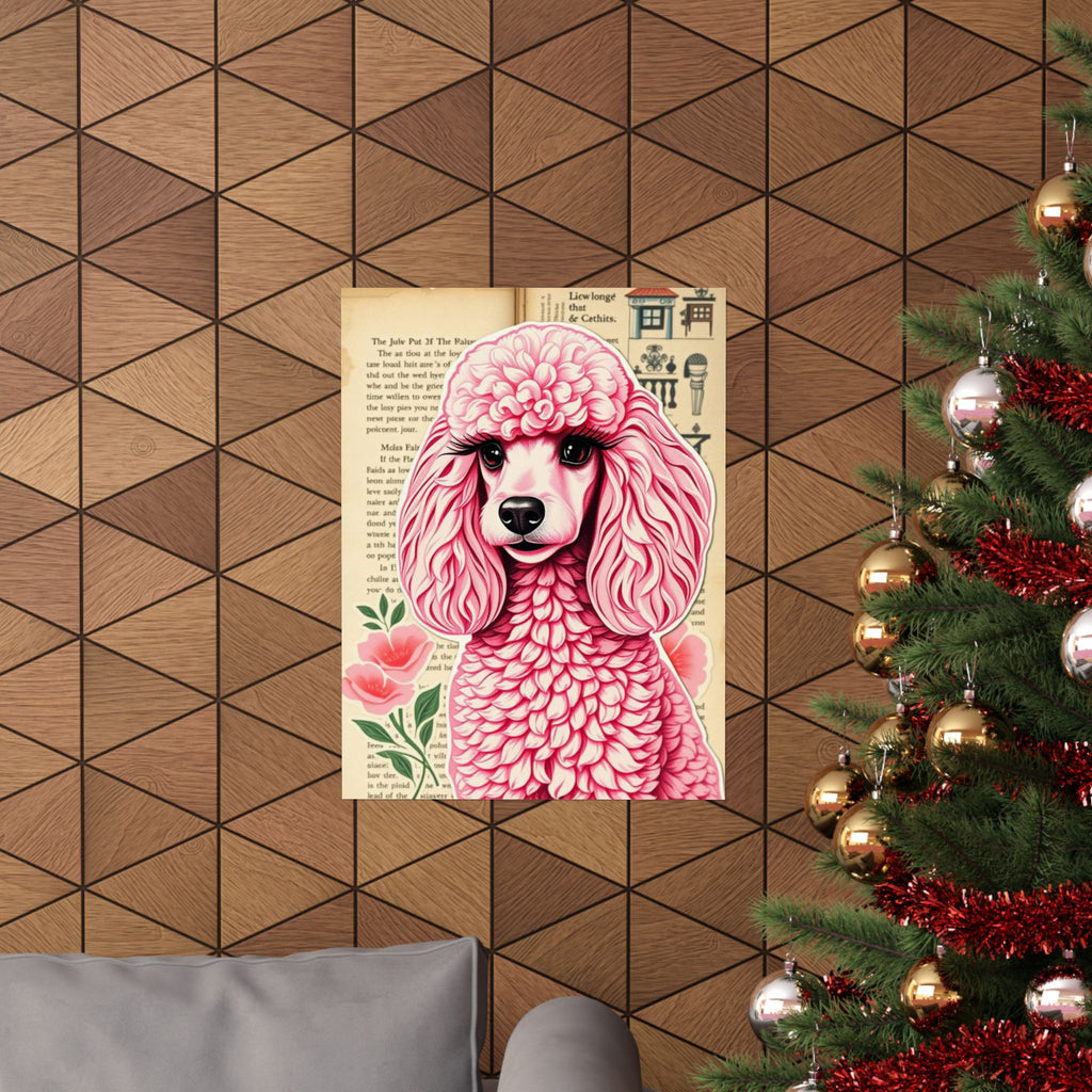 Whimsical Dog Art Print, Pink Poodle Poster, Cute Decor, Pet Lover Gift, Wall Art, Home Decoration