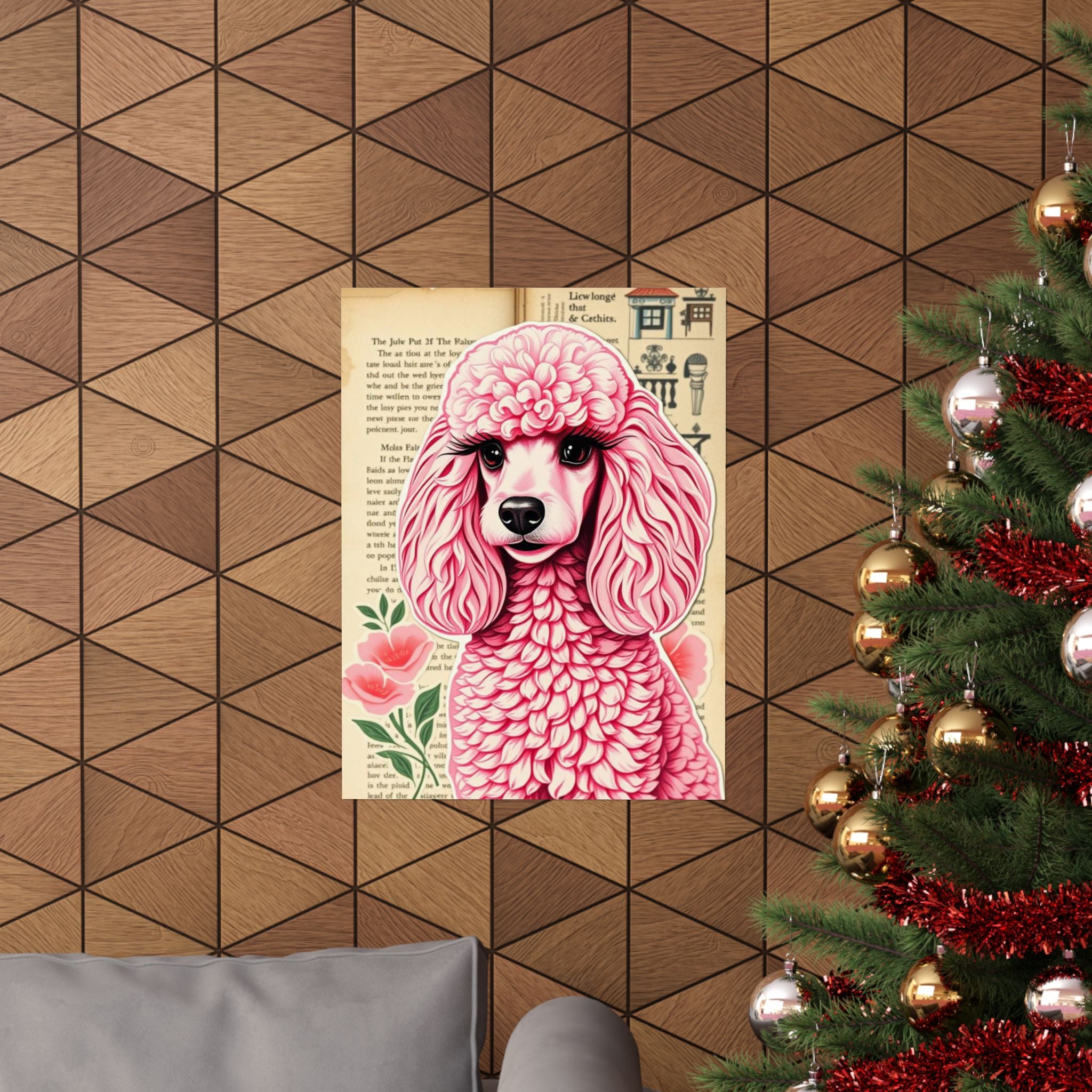 Whimsical Dog Art Print, Pink Poodle Poster, Cute Decor, Pet Lover Gift, Wall Art, Home Decoration