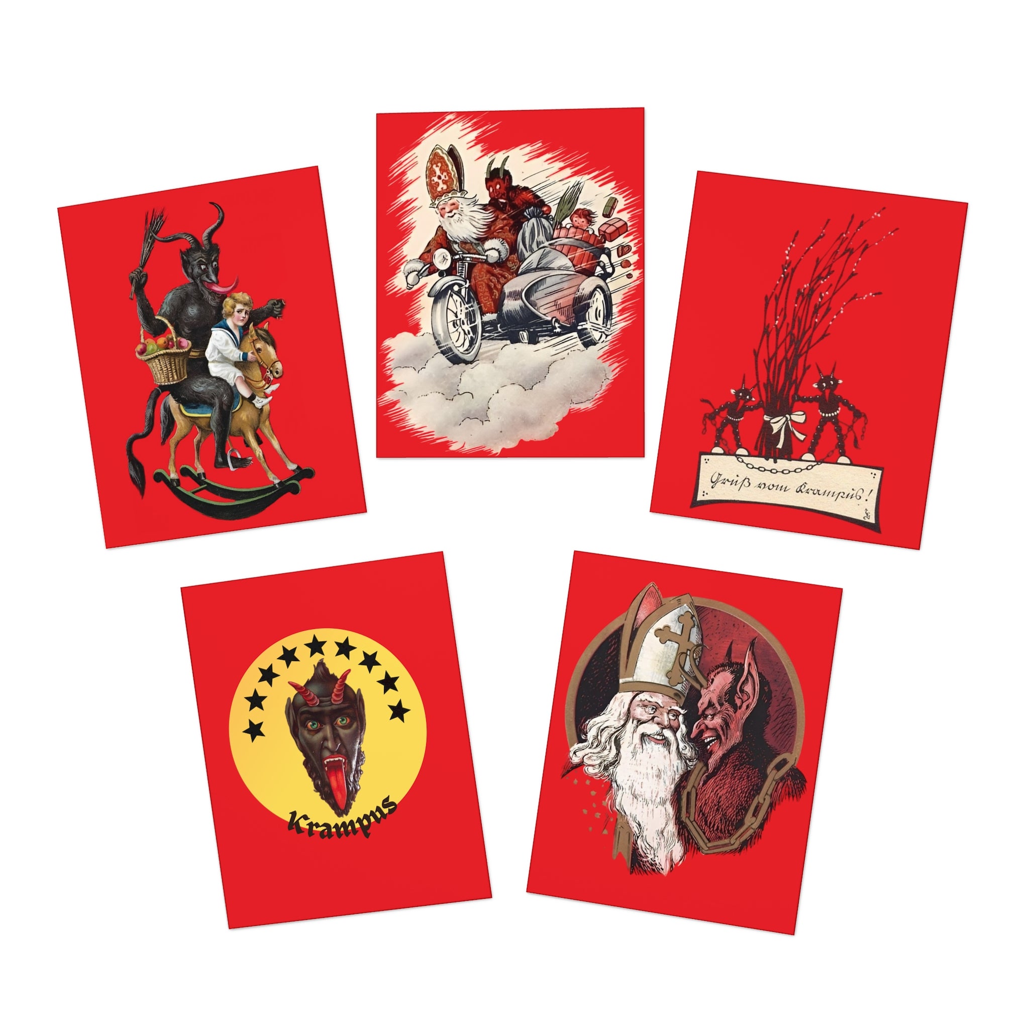 Greeting Cards - Vintage Krampus Christmas Cards (5-Pack)
