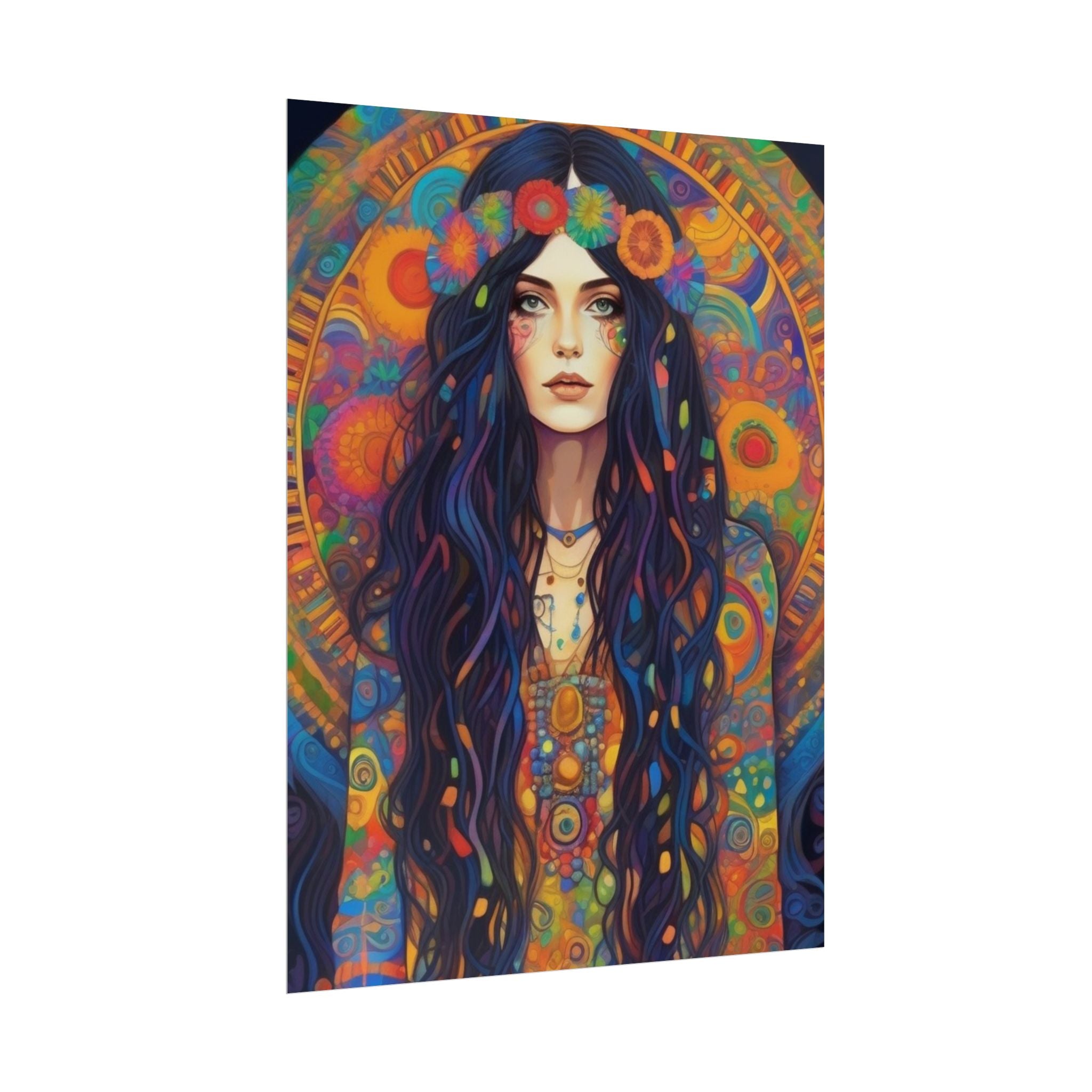 Poster - Hippie Girl Psychedelic Plant Print