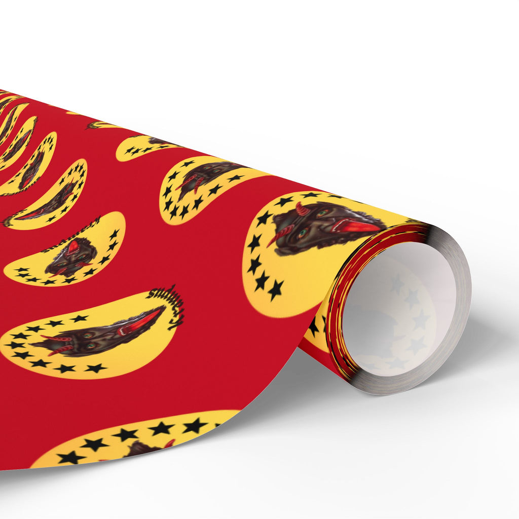 Wrapping Paper - Krampus Yellow Polka Dot Christmas Vintage Design
