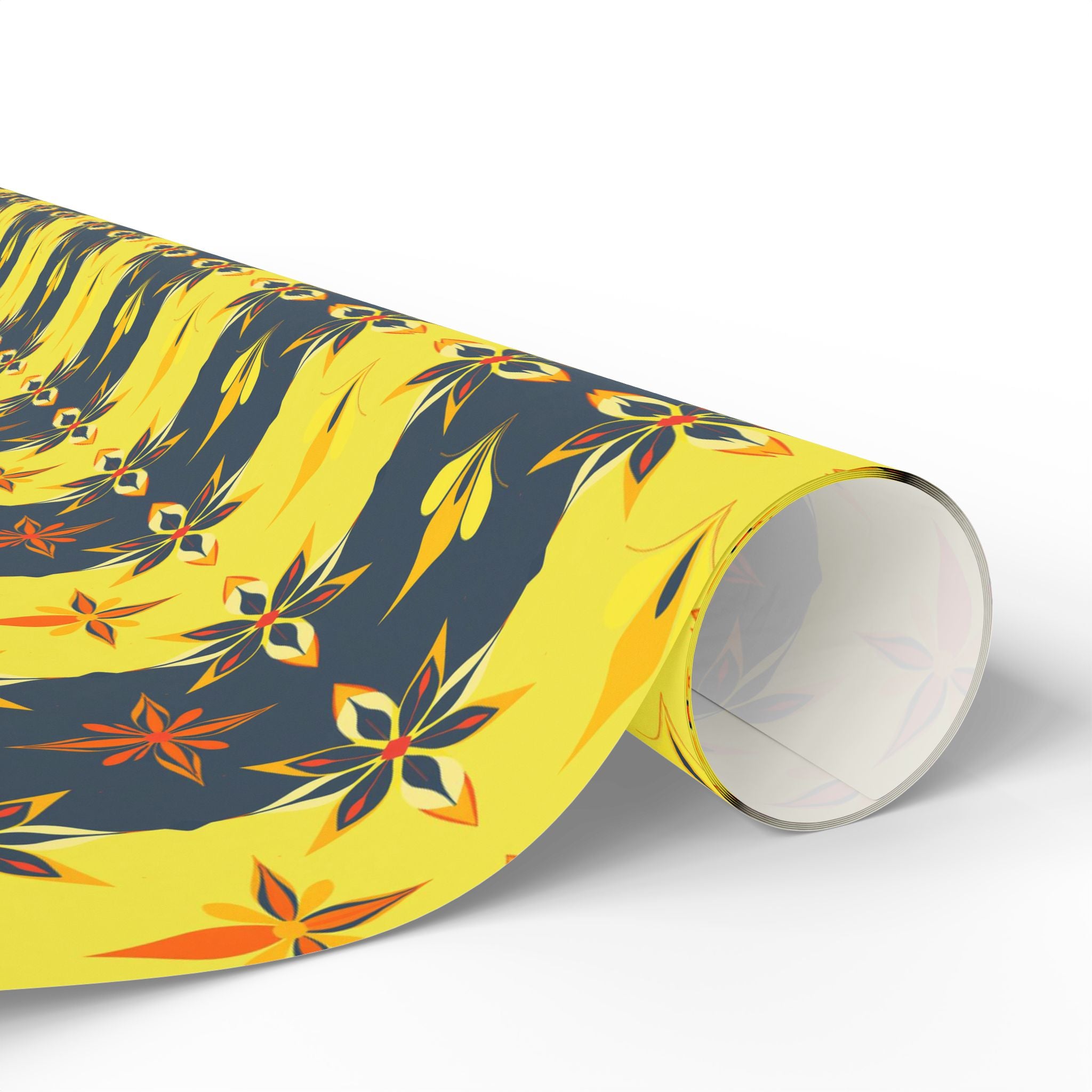 Wrapping Papers - Mid Century Modern Yellow and Black Striped Design