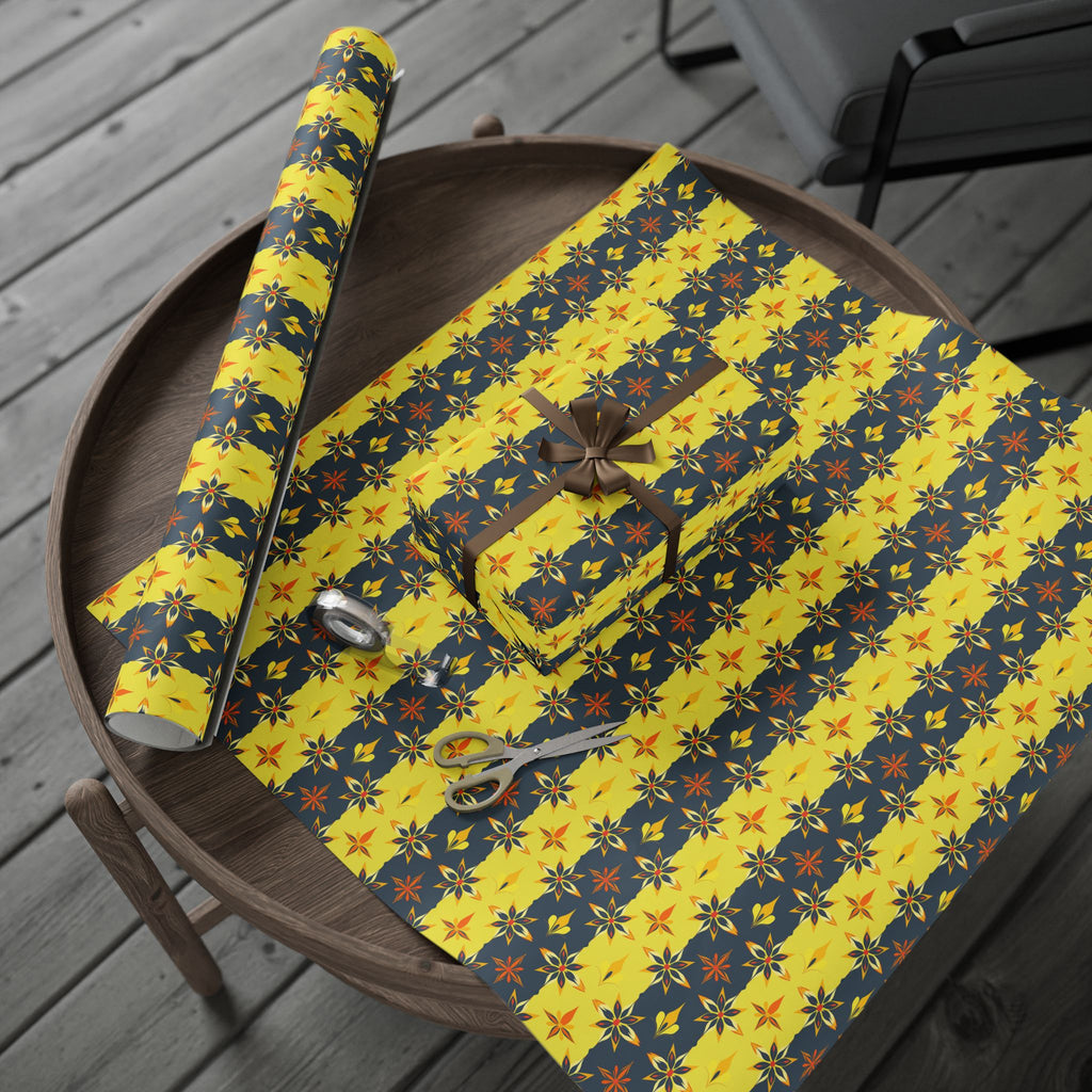 Wrapping Papers - Mid Century Modern Yellow and Black Striped Design