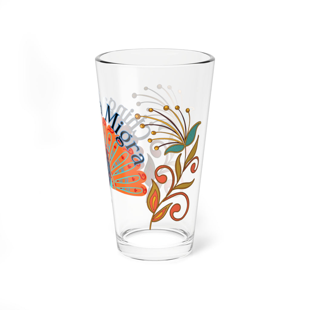 Chinga La Migra, Fuck Ice, Pro Immigration  16oz Mixing Glass — Decorative Peacock Cocktail Mixing Glass