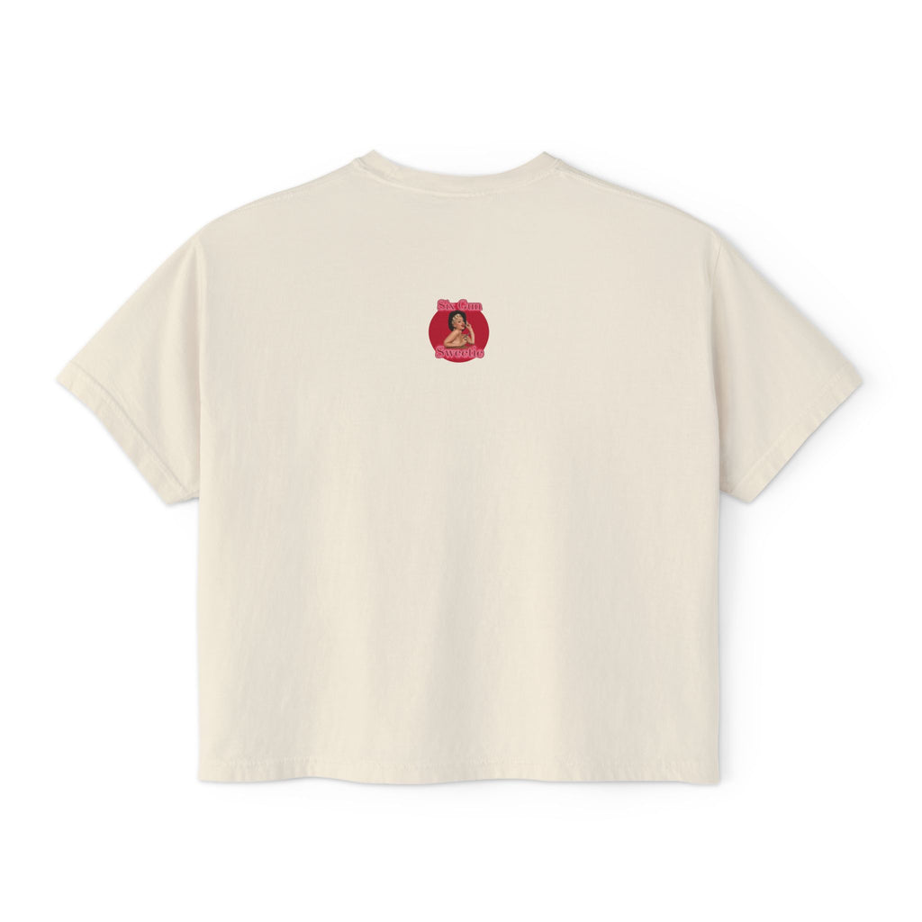High & Feline Fine Women's Boxy Tee — Cute Retro Tiger Pinup Graphic