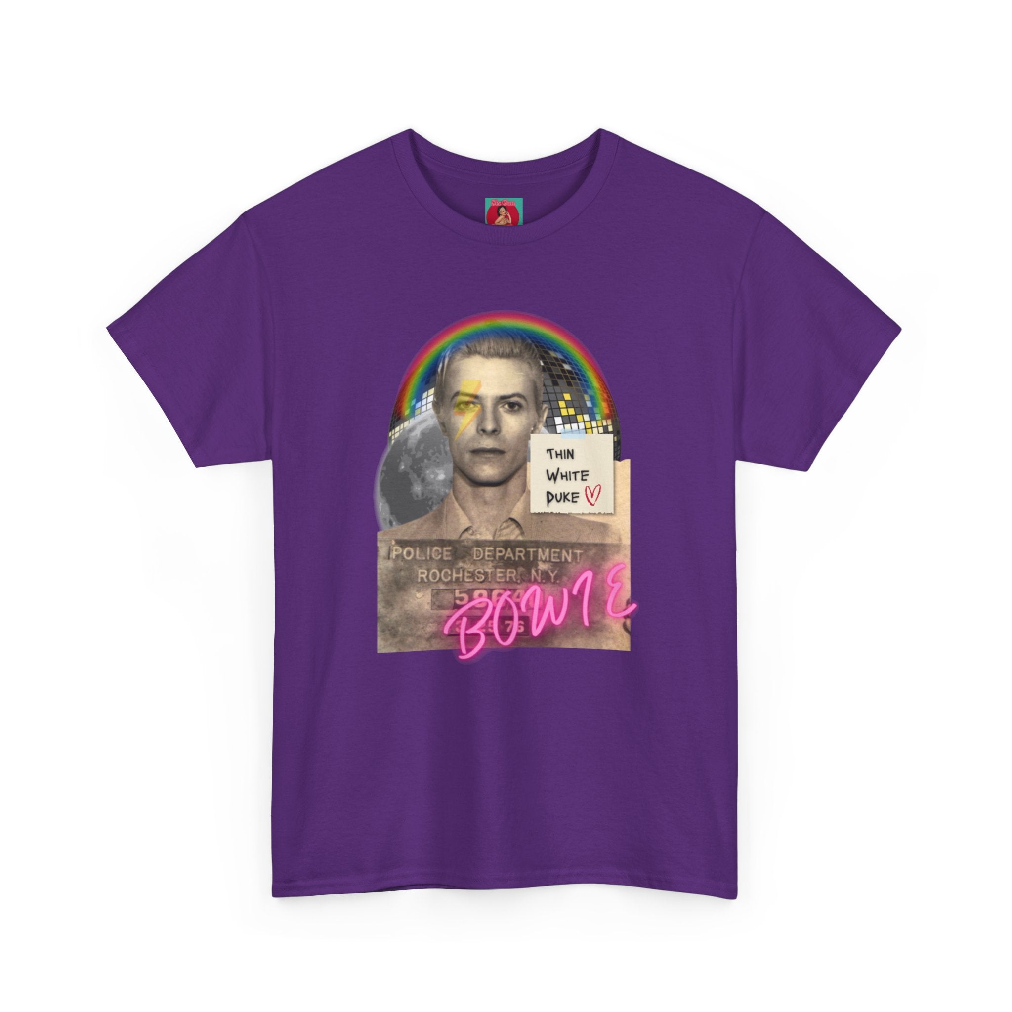 David Bowie Retro Glam Rock Mugshot Unisex Tshirt, Heavy Quality Cotton Shirt, Thin White Duke, Ziggy Stardust
