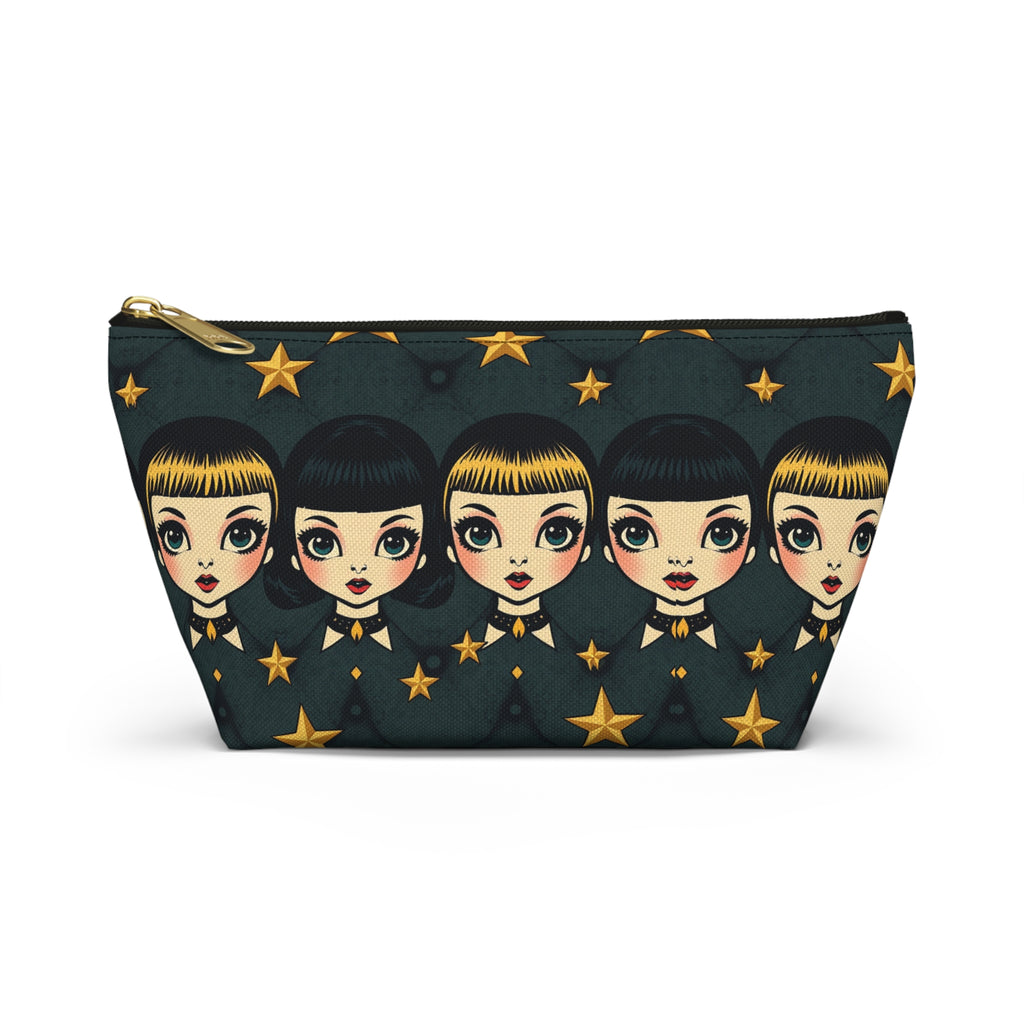 Whimsical Doll Head Accessory Pouch, Cute Makeup Bag, Starry Character Pouch, Gift for Her, Fun Travel Organizer