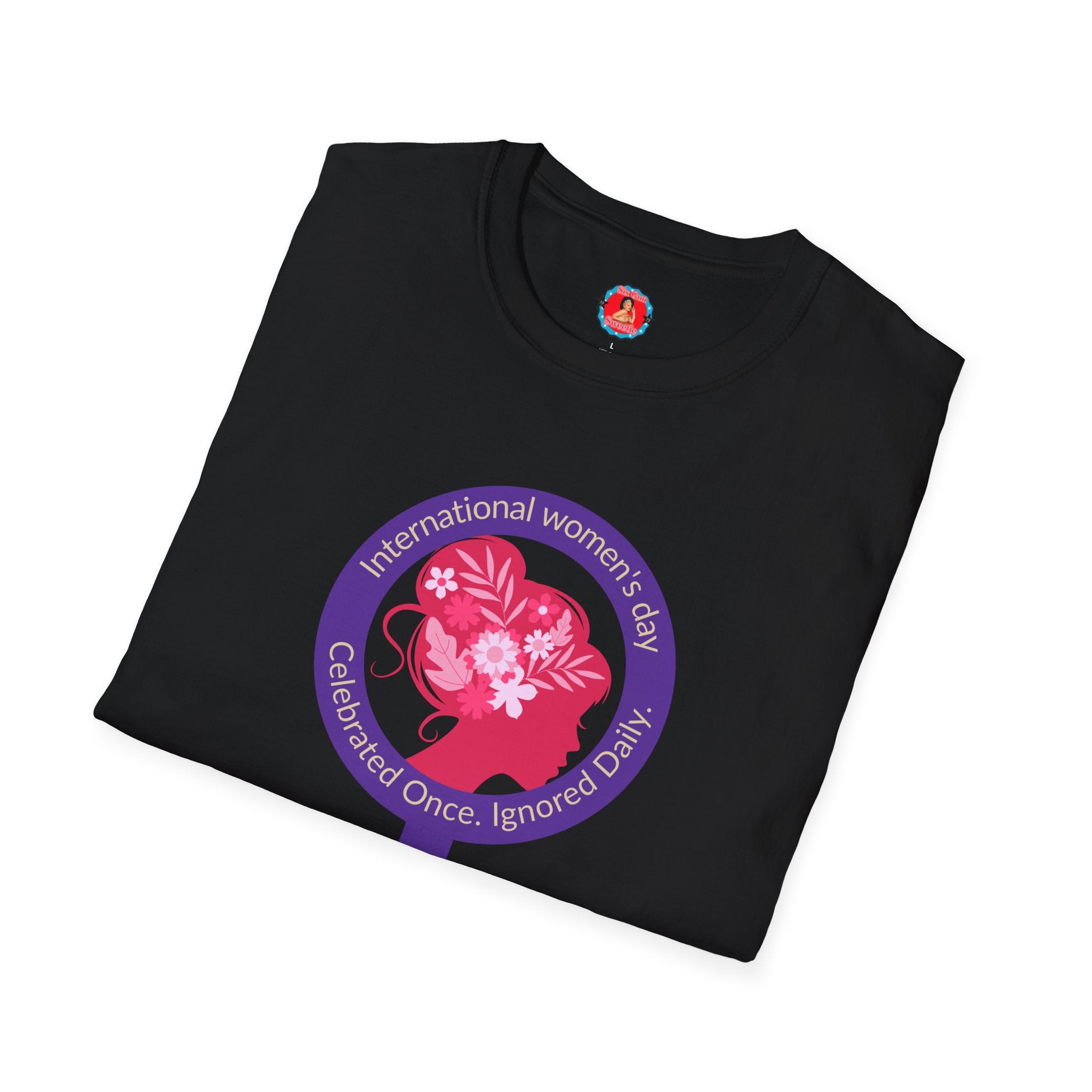 International Women's Day Purple Symbol T-Shirt — Pink Lady Silhouette