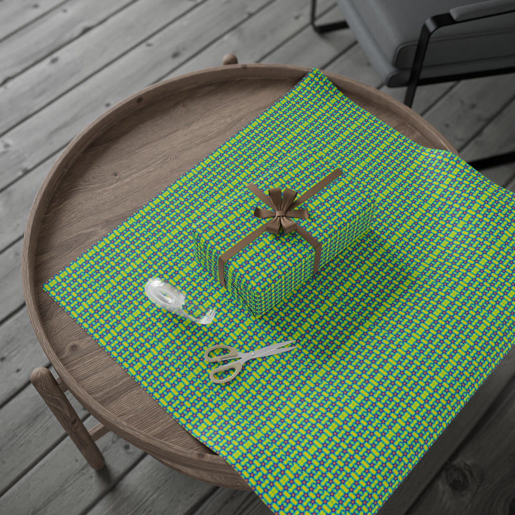 Retro 80s Neon Star Wrapping Paper — Bright Green & Blue, Quirky Gift Wrap