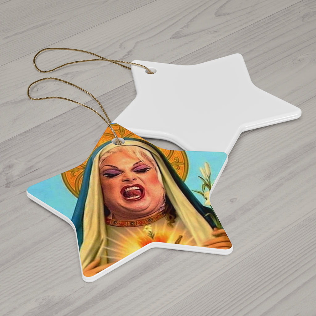Saint Divine John Waters Film Star Funky Weird and Wonderful Christmas Tree Star Shaped Decoration, Holiday Gift, Quirky