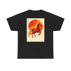 Chinease New Year, Fire Horse Graphic Tee — Flaming Horse Illustration T-Shirt (Oriental Zodiac-inspired)