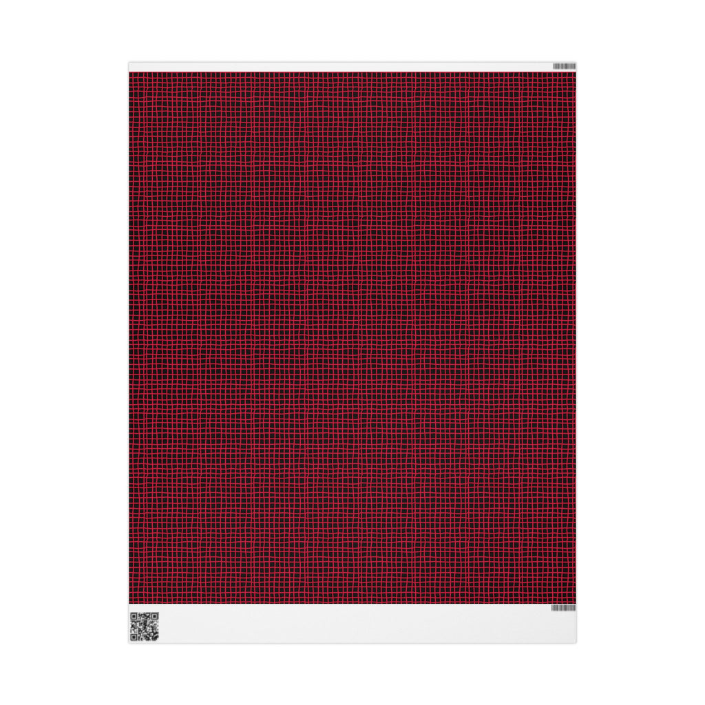 Wrapping Papers - Modern Red Woven Tread Pattern on Black Background