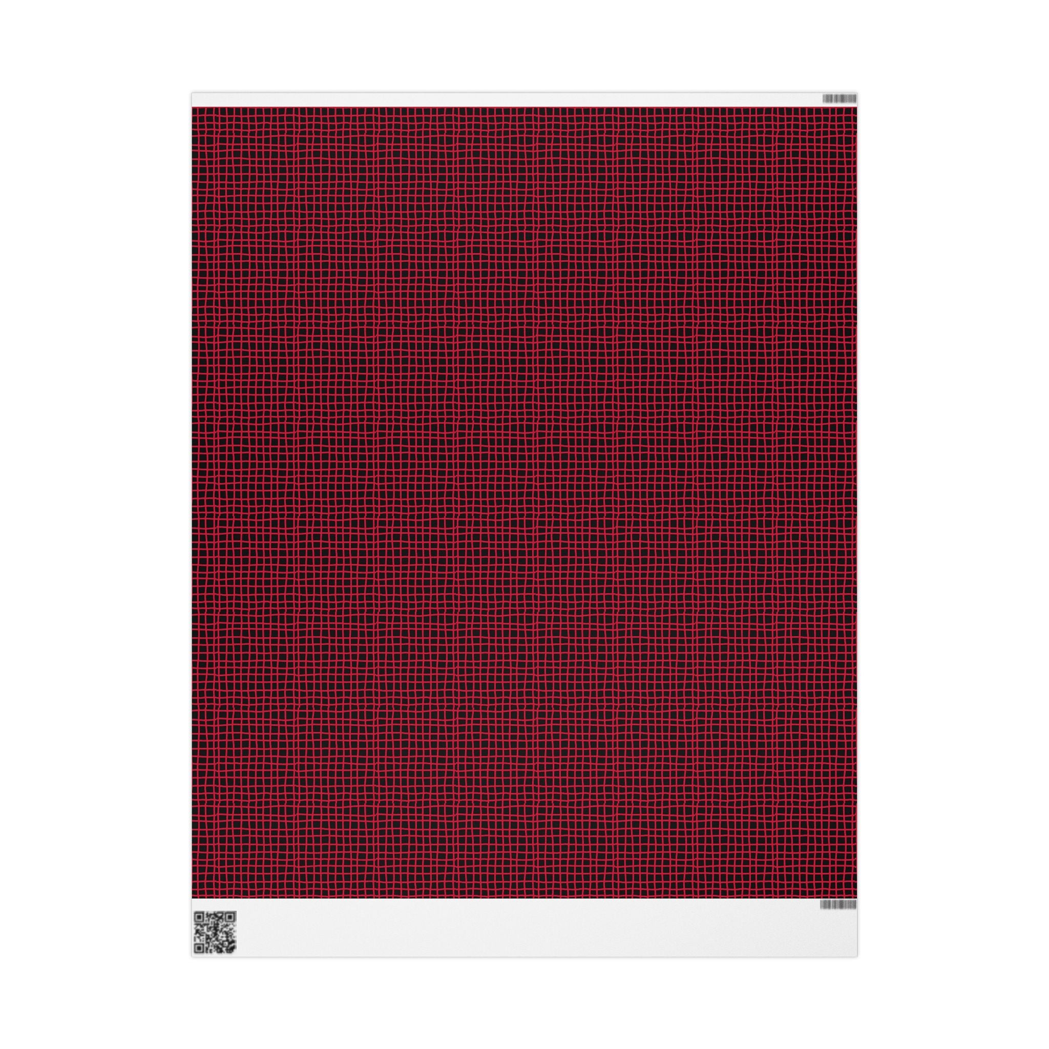 Wrapping Papers - Modern Red Woven Tread Pattern on Black Background