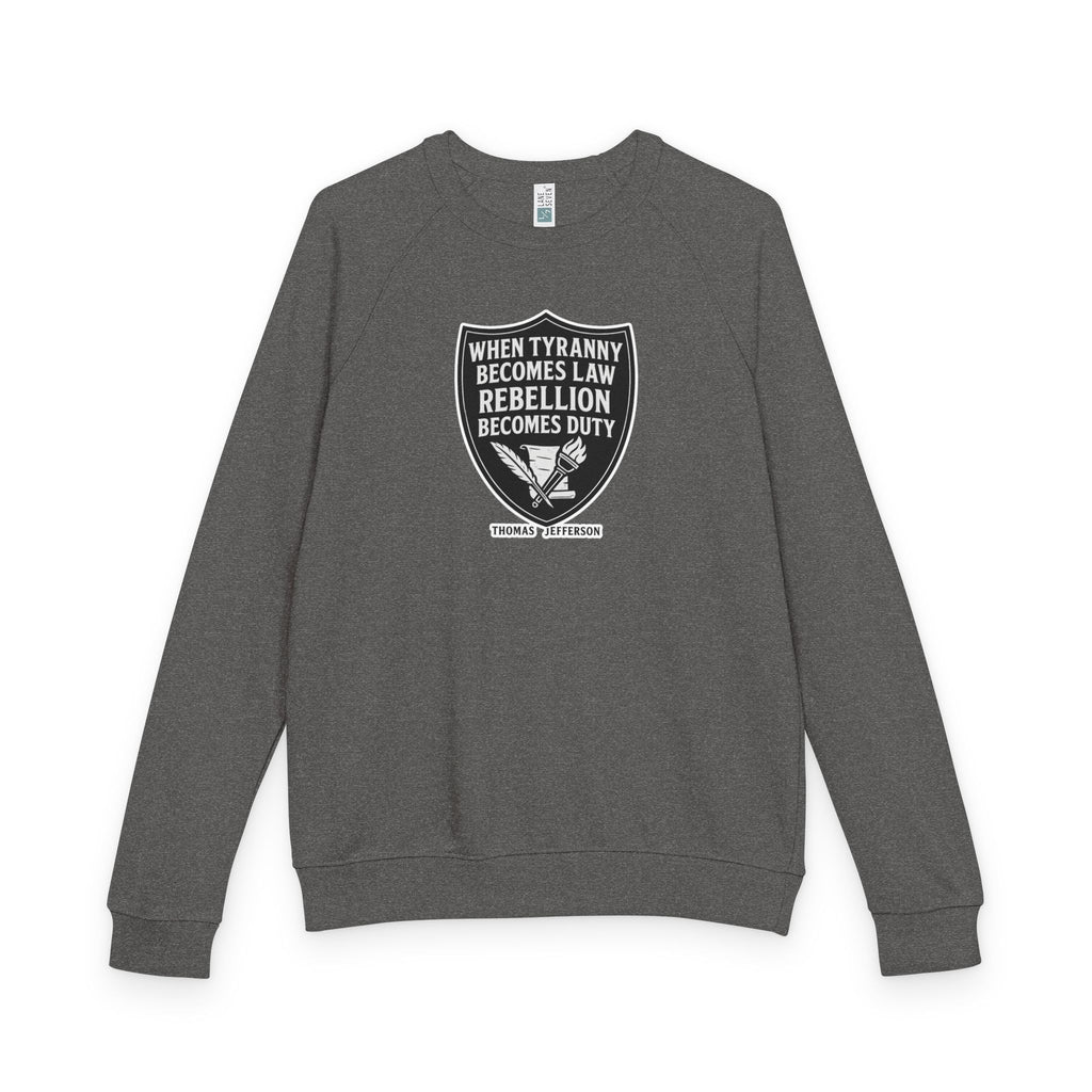 Revolutionary Shield Raglan Crewneck T-Shirt - Thomas Jefferson Quote