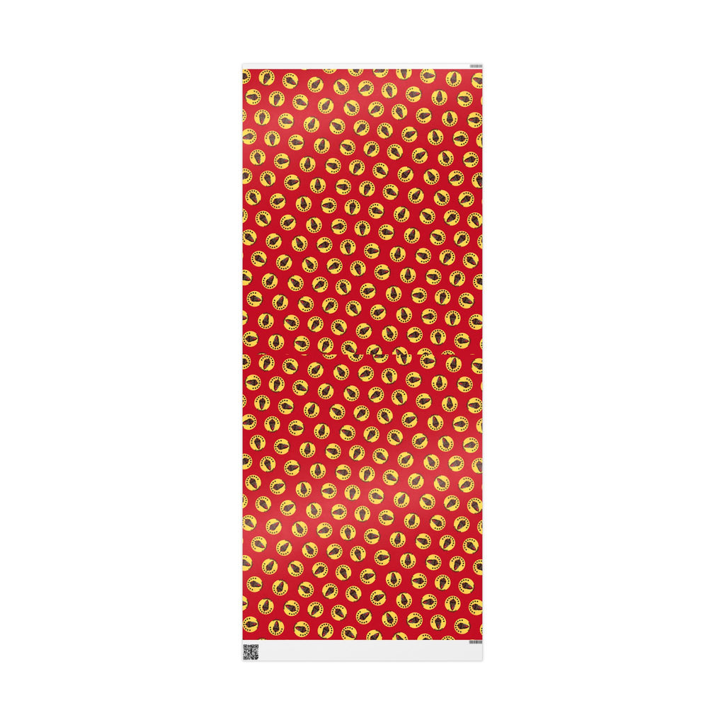 Wrapping Paper - Krampus Yellow Polka Dot Christmas Vintage Design