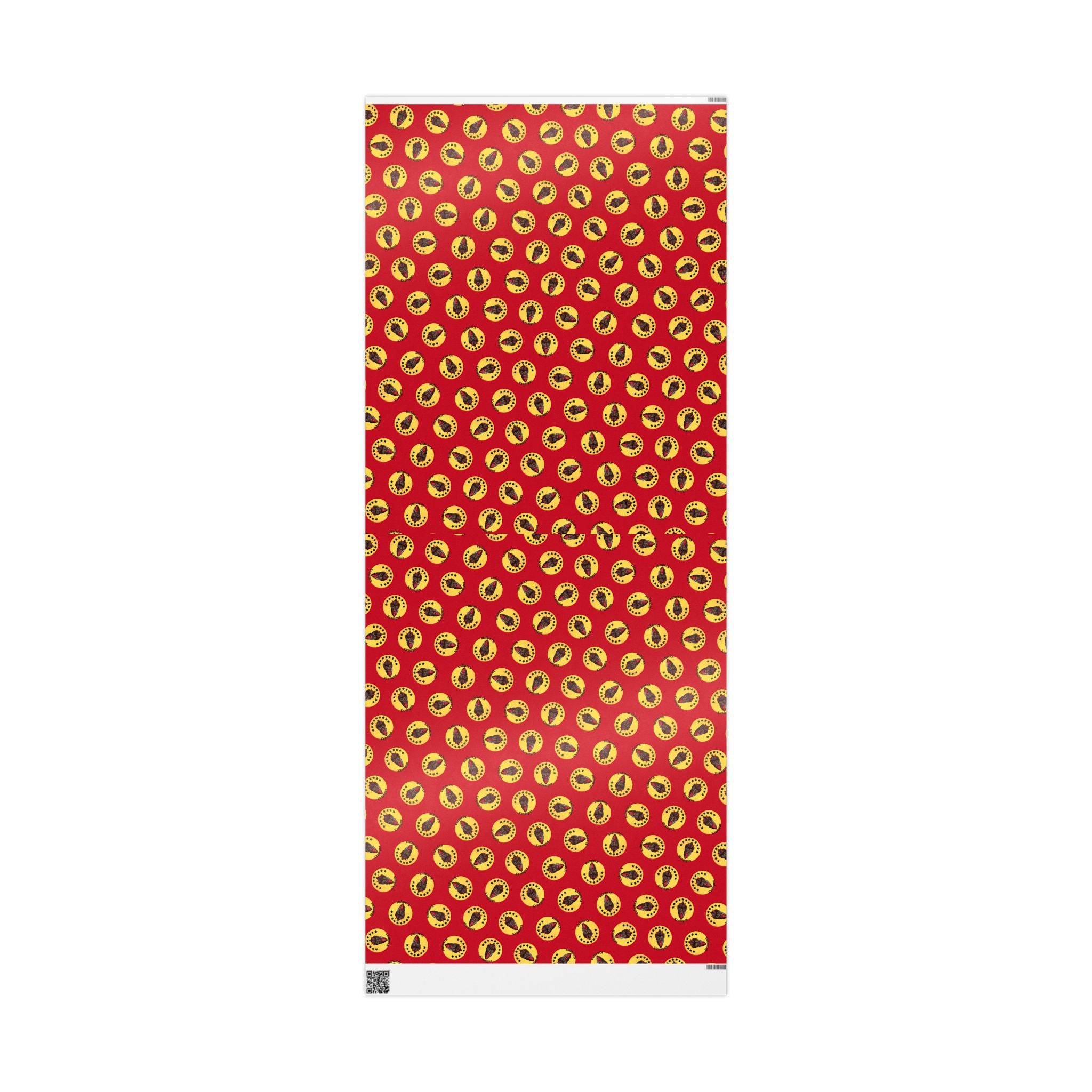 Wrapping Paper - Krampus Yellow Polka Dot Christmas Vintage Design
