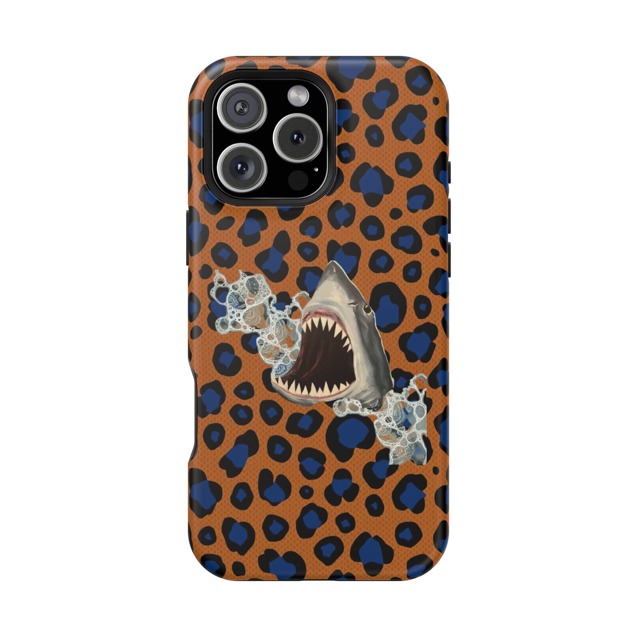 Shark Bite Leopard Print Phone Case — Magnetic Impact-Resistant