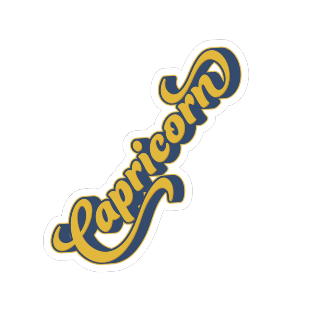 Capricorn 70s Groovy Zodiac Sticker — Retro Star Sign Kiss-Cut