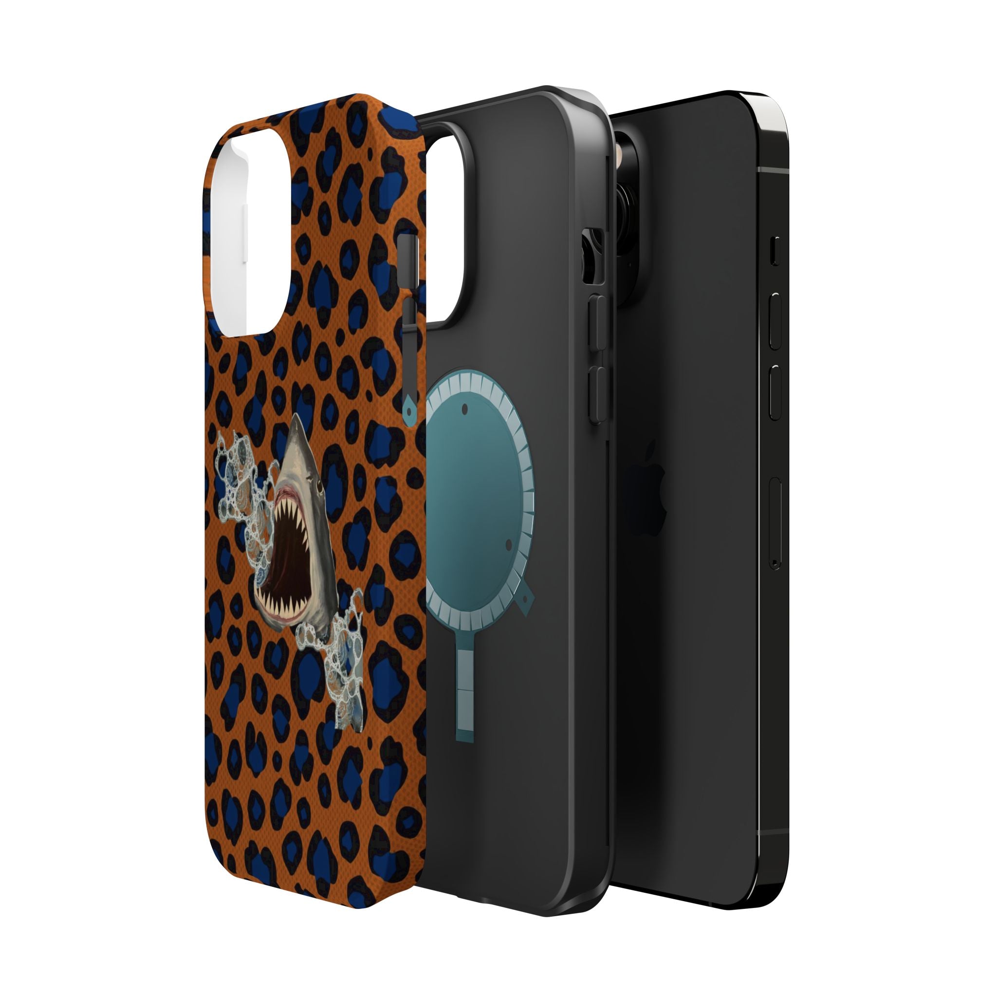 Shark Bite Leopard Print Phone Case — Magnetic Impact-Resistant
