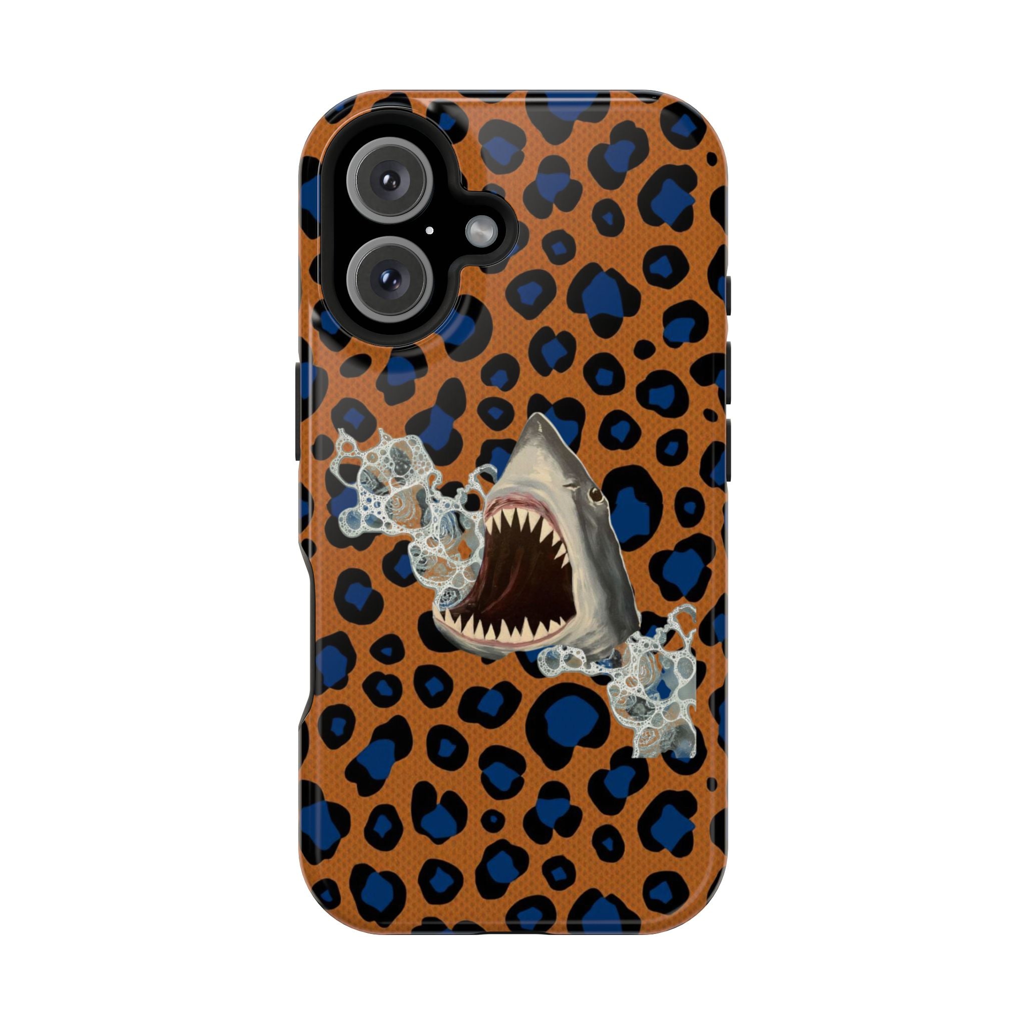 Shark Bite Leopard Print Phone Case — Magnetic Impact-Resistant