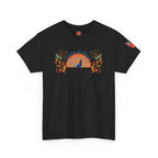 Peacock Sunset T-Shirt — Colorful Floral Folk Art Tee