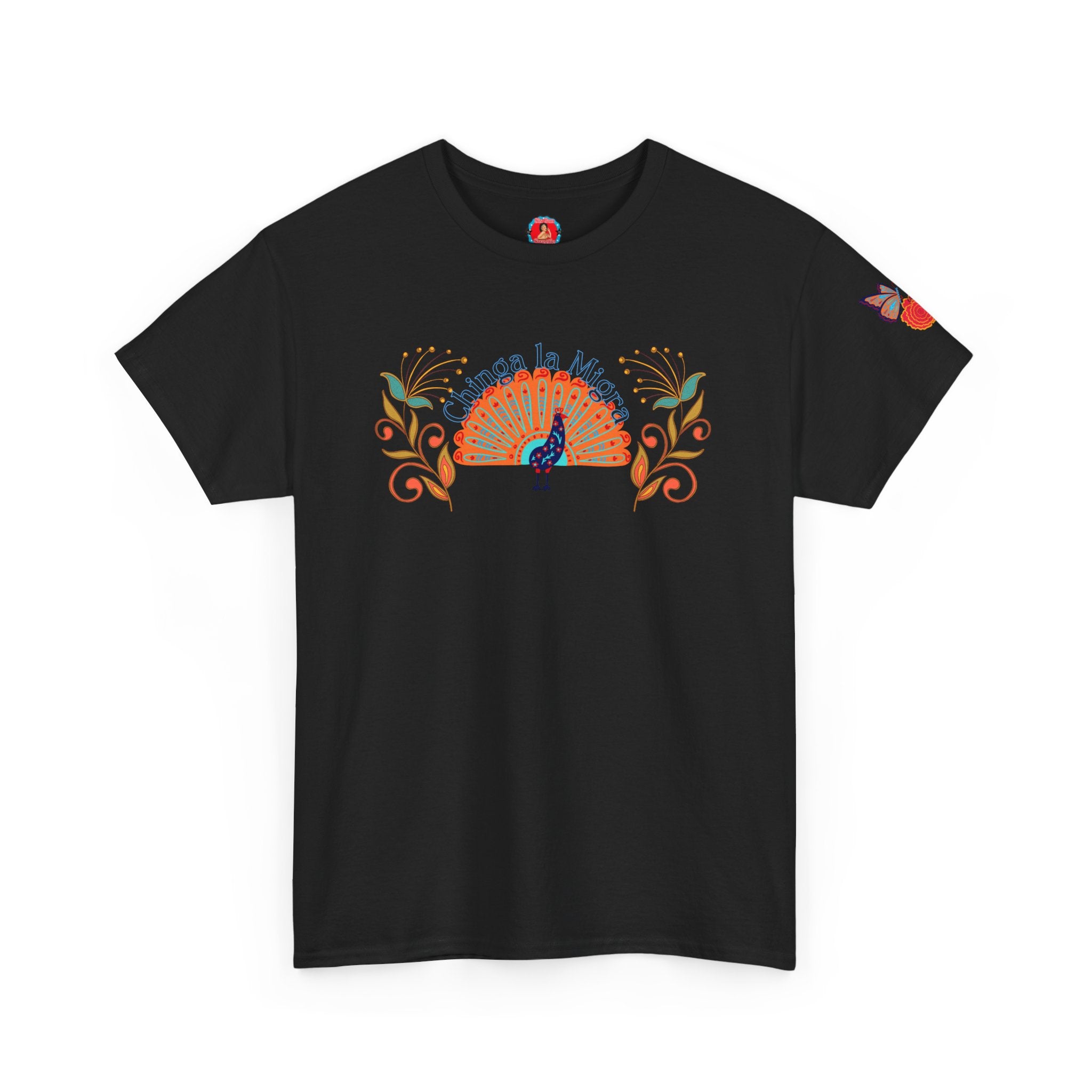 Peacock Sunset T-Shirt — Colorful Floral Folk Art Tee
