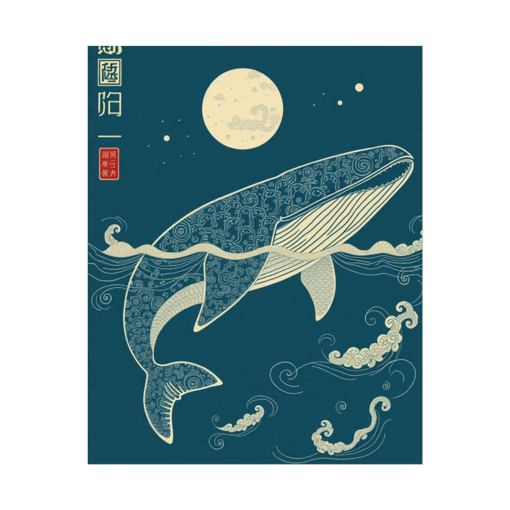 Whale Moon Poster — Rolled Nautical Art Print