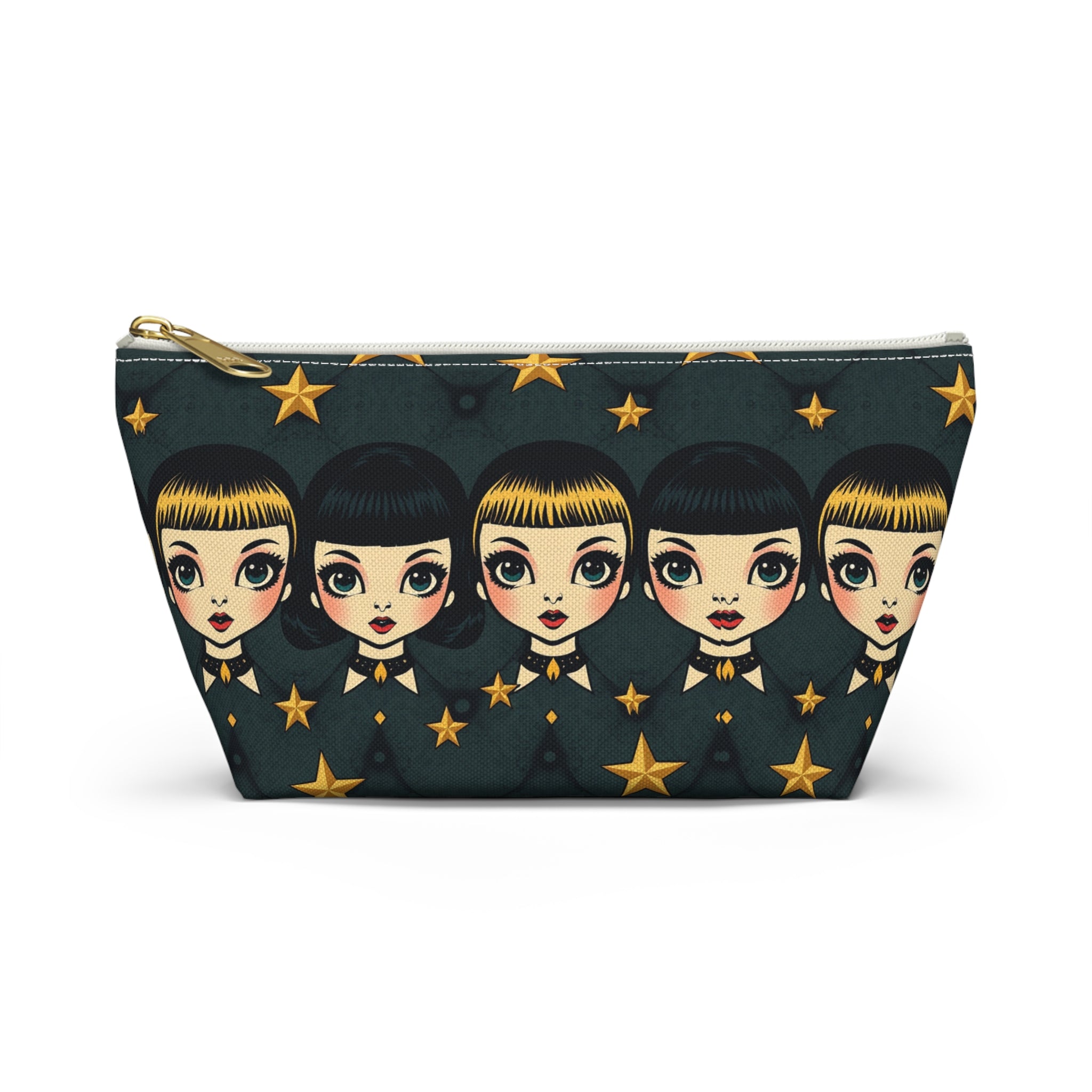 Whimsical Doll Head Accessory Pouch, Cute Makeup Bag, Starry Character Pouch, Gift for Her, Fun Travel Organizer