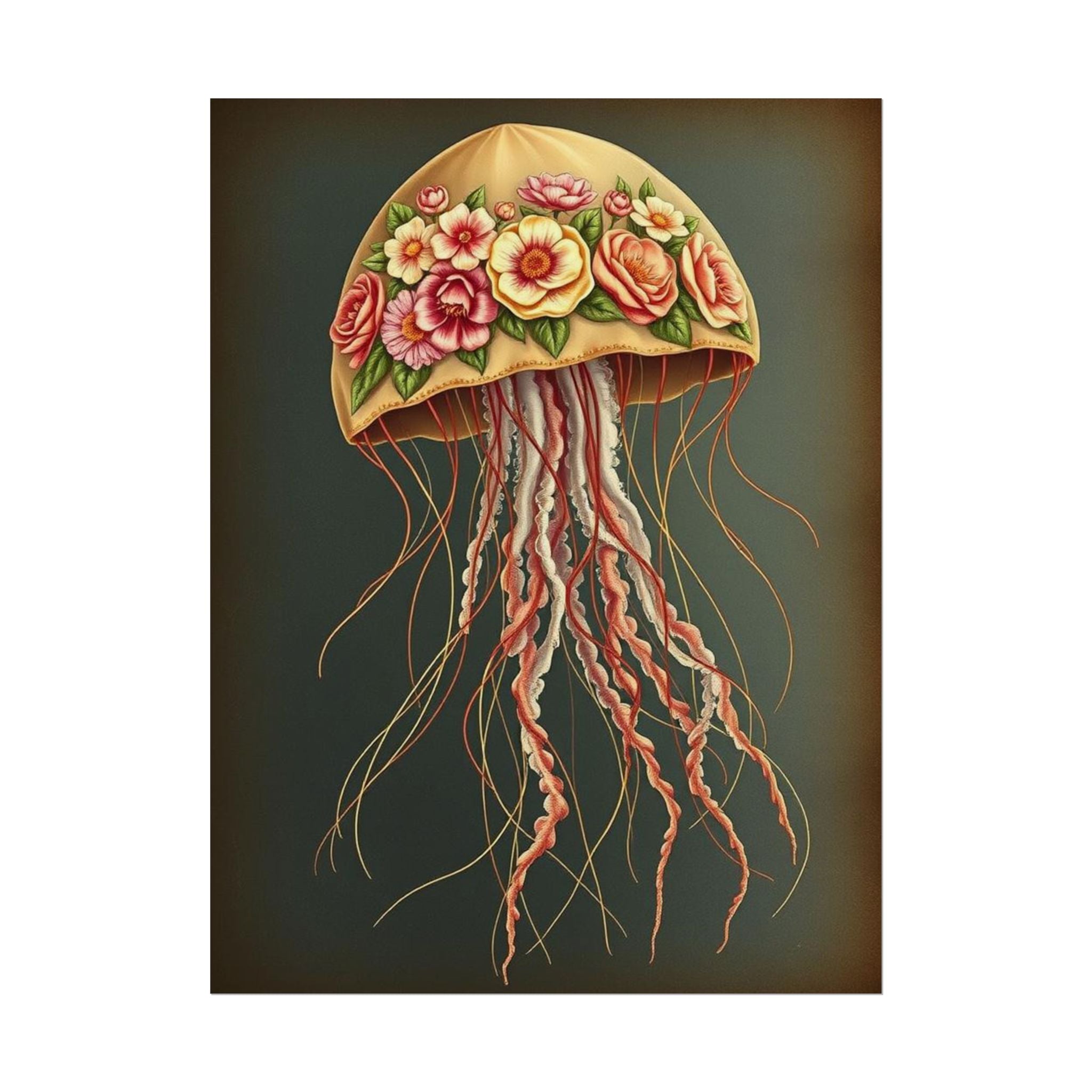 Floral Jellyfish Poster