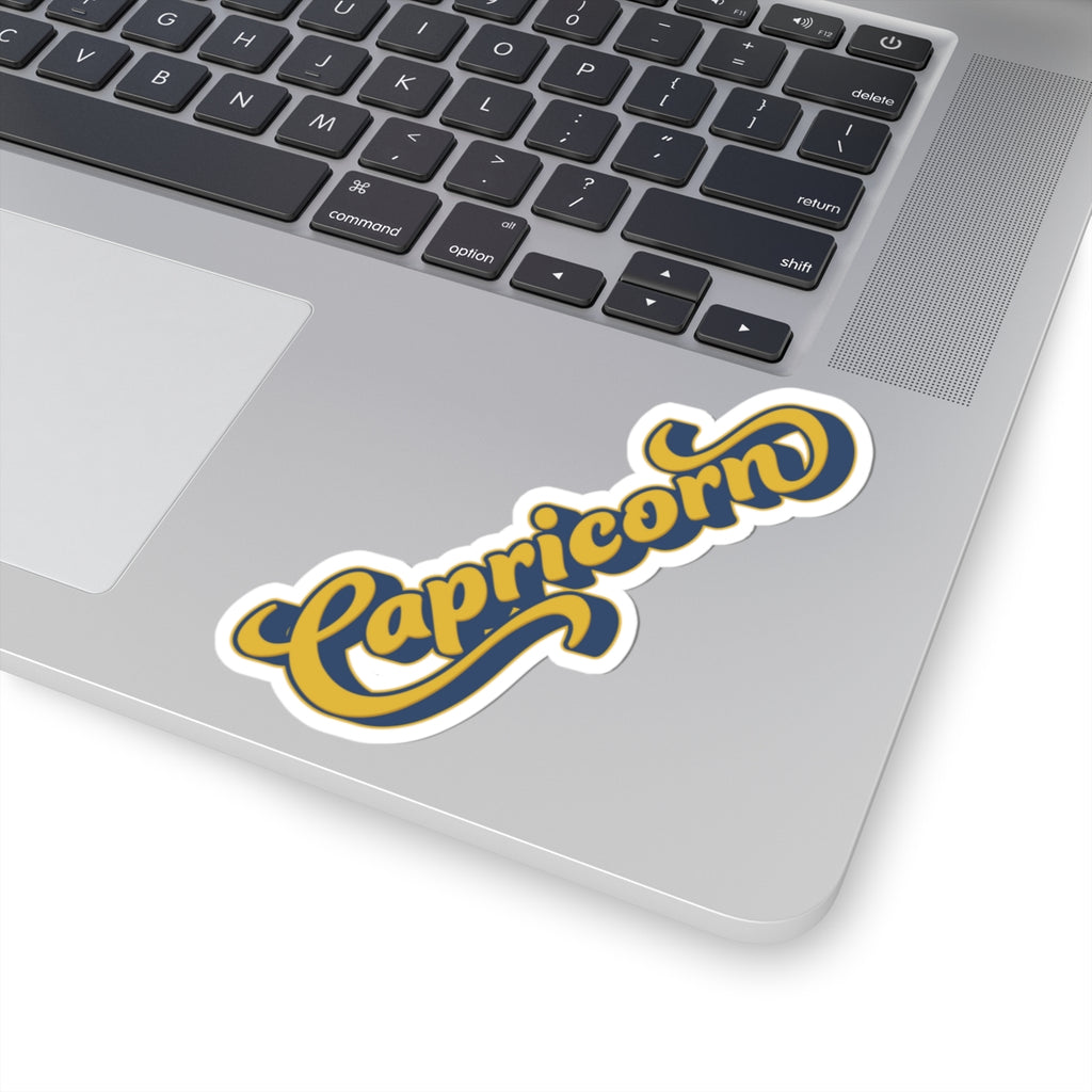 Capricorn 70s Groovy Zodiac Sticker — Retro Star Sign Kiss-Cut