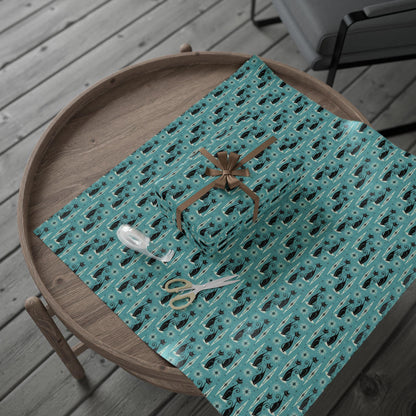 Atomic Kitty Wrapping Paper, Purrfect for Cat lovers, Mid Century Modern Black Cats Retro Style