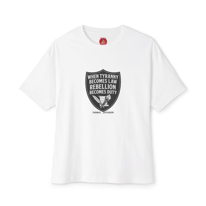 Rebellion Duty Boxy Tee | Unisex Oversized Tee, Statement Shirt, Graphic Tee, Casual Wear, Gift for Activists