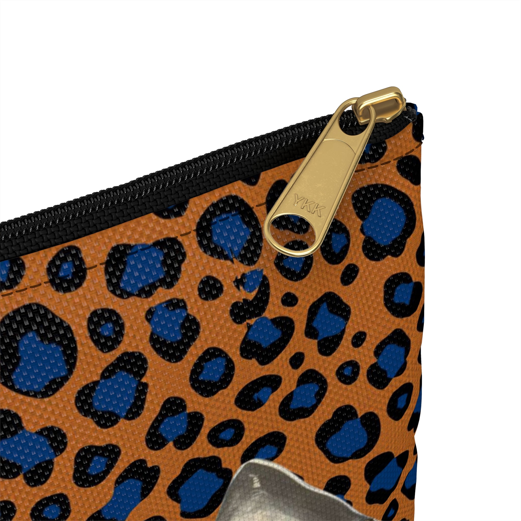 Orange and Blue Animal print Shark Bite AccessoryDark Ocean Makeup & Travel Zipper Bag 2 sizes! Low Brow Art, Pop Art makeup bag carry all